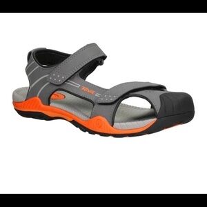 Sz13 kids Teva Toachi 2 sandals in taupe and orange. EUC